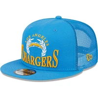 Casquette Snapback 9FIFTY Los Angeles Chargers Collegiate Trucker New Era bleu poudré pour homme