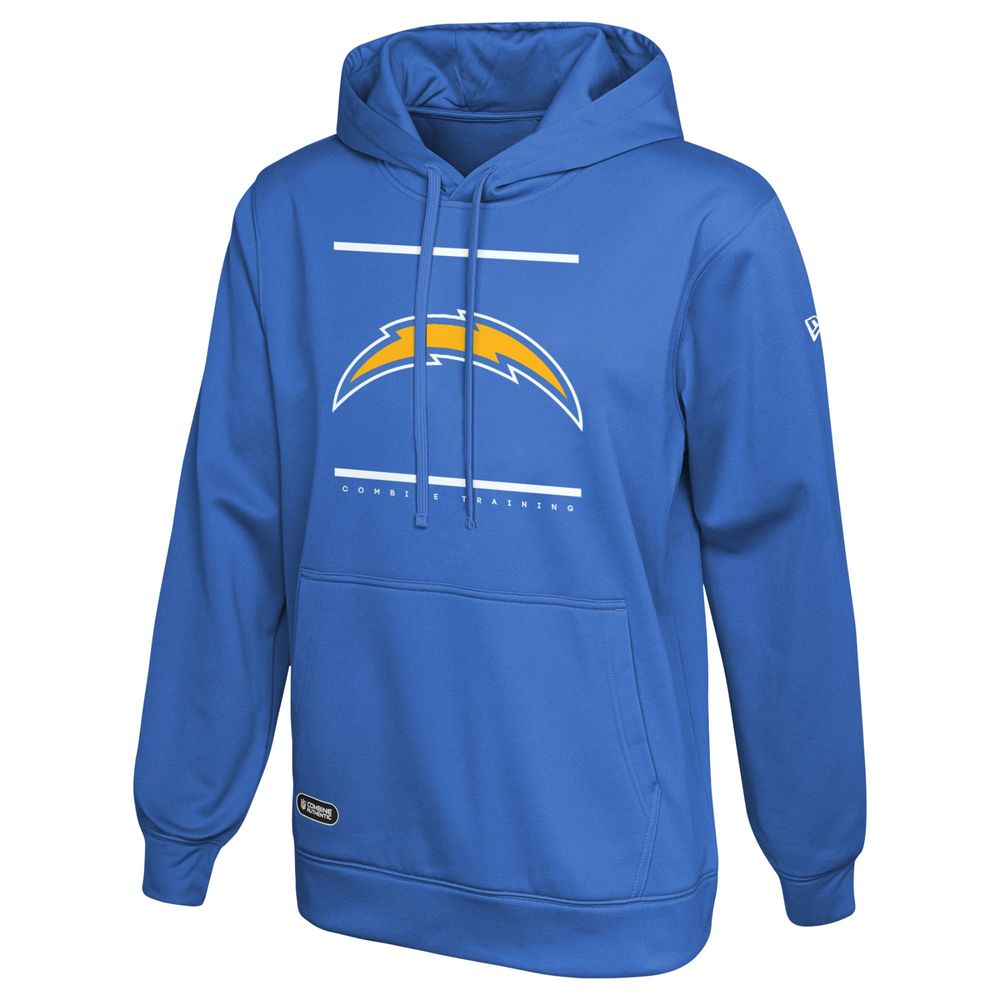 Men's New Era Powder Blue Los Angeles Chargers Combine Authentic Split Defense Pullover Hoodie Size: Large