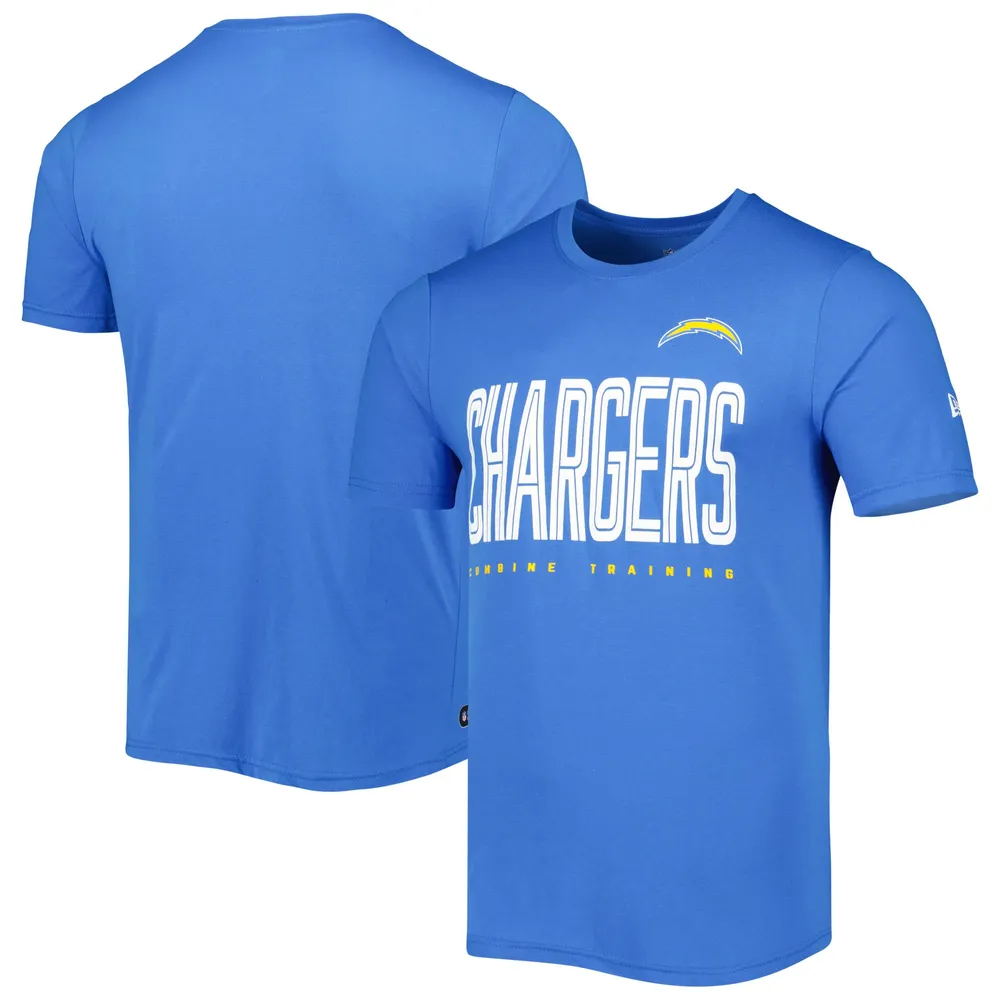 T-shirt Los Angeles Chargers Combine Authentic Training Huddle Up New Era bleu poudré pour homme