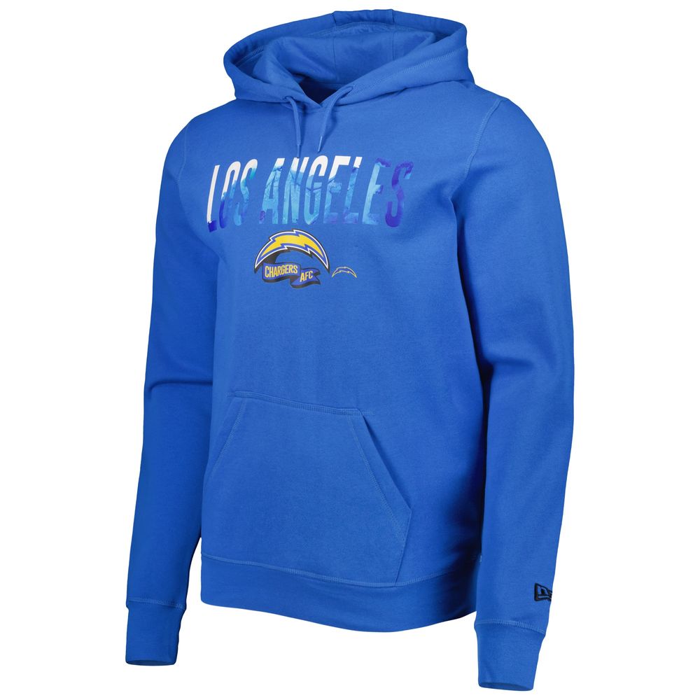 Men's New Era Powder Blue Los Angeles Chargers Ink Dye Pullover Hoodie