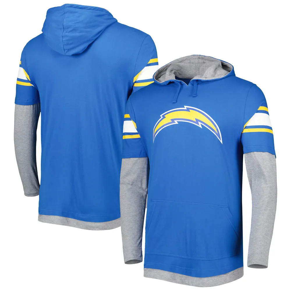 Men's Antigua Heather Gray Los Angeles Chargers Victory Chenille Pullover Sweatshirt Size: Medium