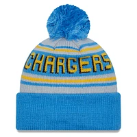 Bonnet en tricot à revers principal New Era bleu des Chargers de Los Angeles pour hommes avec pompon