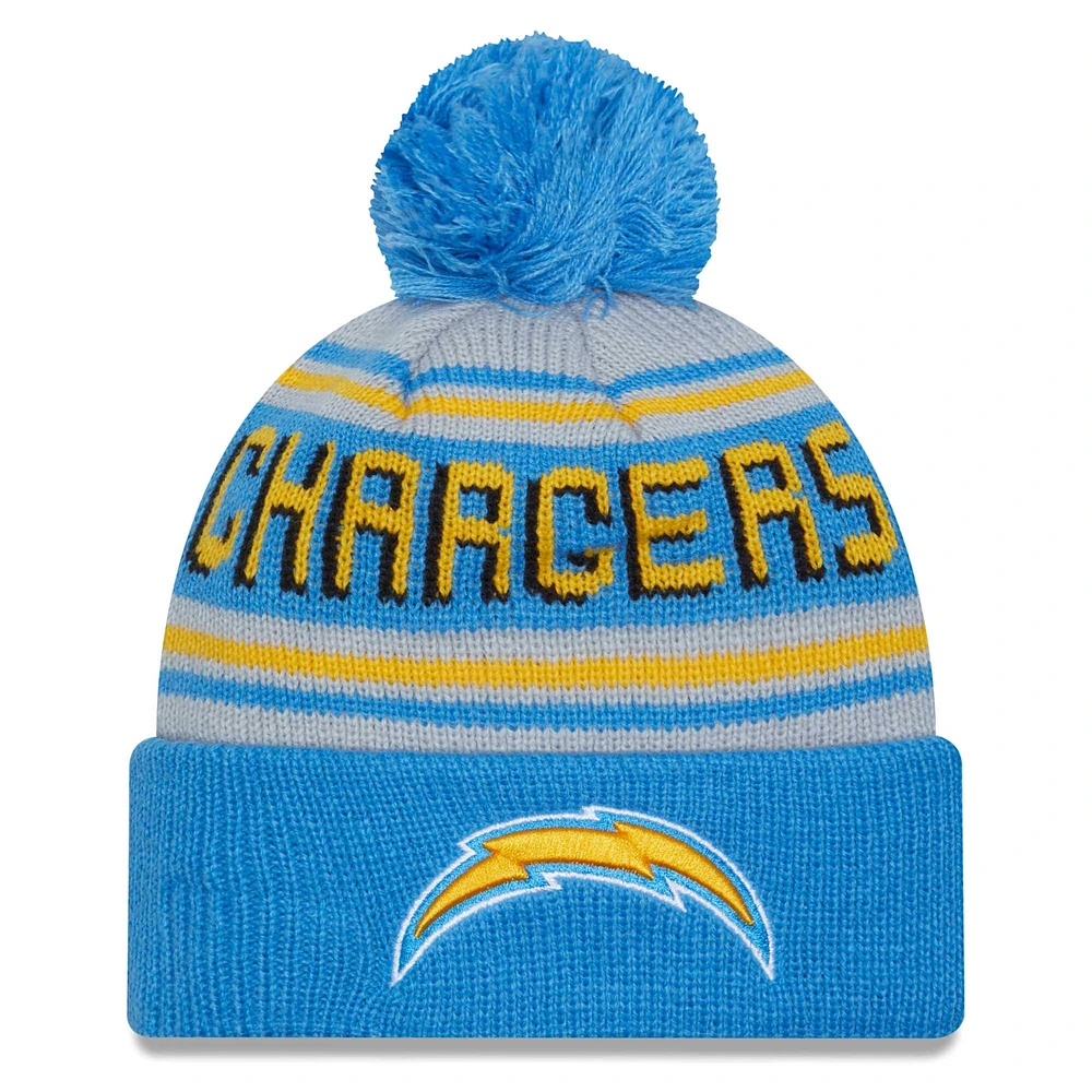 Men's New Era Powder Blue Los Angeles Chargers Main Cuffed Knit Hat with Pom