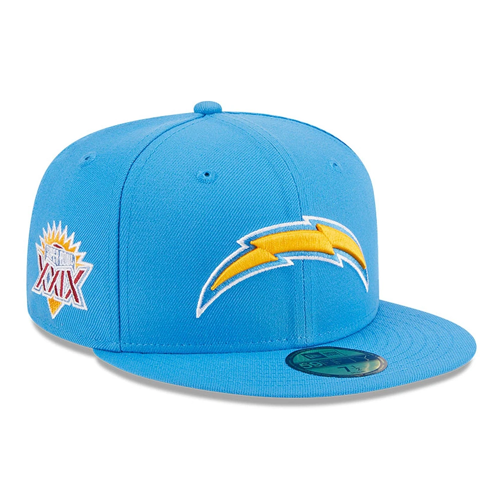 Men's New Era Powder Blue Los Angeles Chargers Main Patch 59FIFTY Fitted Hat