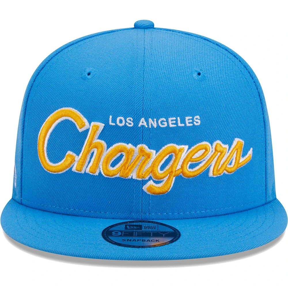 Men's New Era Powder Blue Los Angeles Chargers Main Script 9FIFTY Snapback Hat