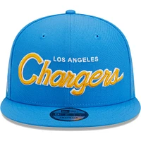 Men's New Era Powder Blue Los Angeles Chargers Main Script 9FIFTY Snapback Hat