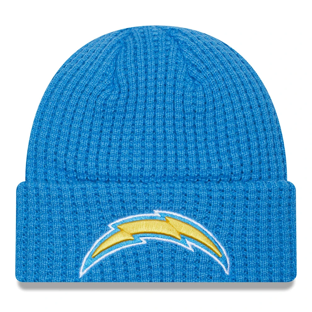 Bonnet en tricot à revers Prime Los Angeles Chargers New Era bleu poudré pour homme