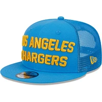 Casquette Snapback Los Angeles Chargers Stacked Trucker 9FIFTY New Era bleu poudré pour homme