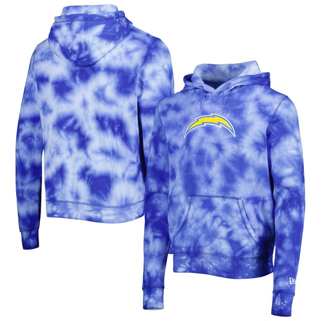 Sweat à capuche tie-dye bleu poudré Los Angeles Chargers Team New Era pour homme