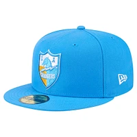 Men's New Era Powder Blue Los Angeles Chargers Throwback Main 59FIFTY Fitted Hat