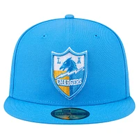 Men's New Era Powder Blue Los Angeles Chargers Throwback Main 59FIFTY Fitted Hat