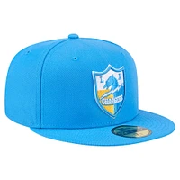 Men's New Era Powder Blue Los Angeles Chargers Throwback Main 59FIFTY Fitted Hat