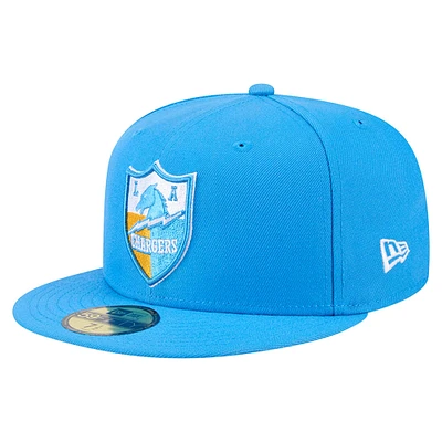 Casquette ajustée 59FIFTY Throwback Main bleu poudre New Era pour homme des Los Angeles Chargers