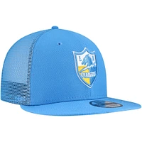 Men's New Era Powder Blue Los Angeles Chargers Throwback Main Trucker 9FIFTY Snapback Hat