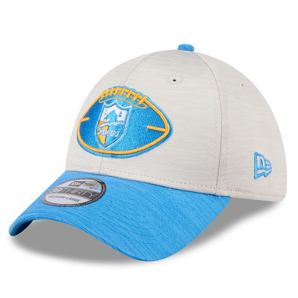 Men's New Era Stone/Blue Los Angeles Chargers 2024 Sideline Historic 39THIRTY Flex Hat