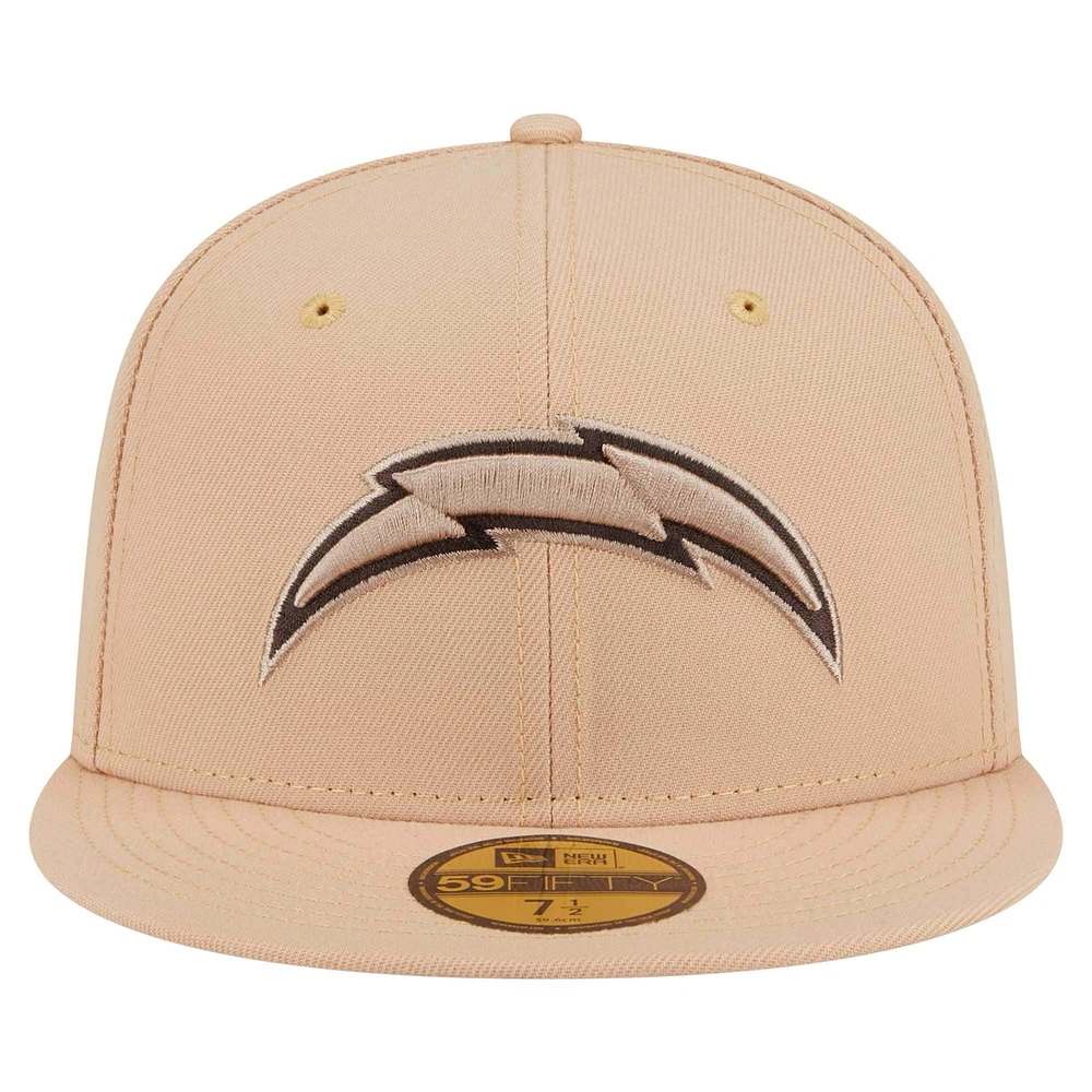 Men's New Era Tan Los Angeles Chargers Candied Pecan 59FIFTY Fitted Hat