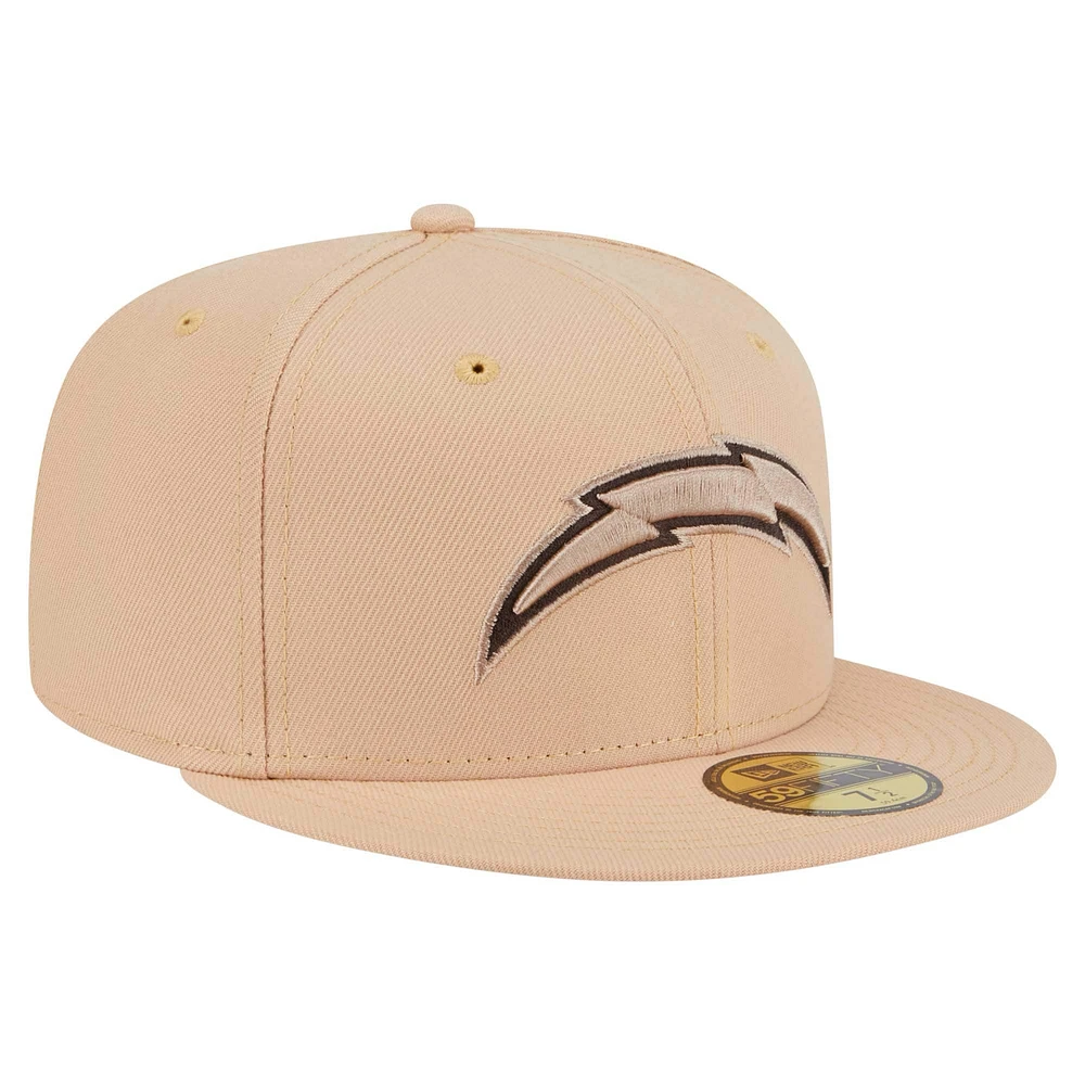 Men's New Era Tan Los Angeles Chargers Candied Pecan 59FIFTY Fitted Hat