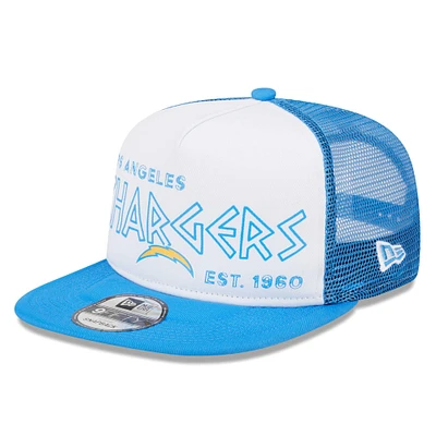 Casquette Snapback Los Angeles Chargers Banger 9FIFTY Trucker New Era pour hommes, blanc/bleu poudré