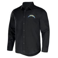 Men's NFL x Darius Rucker Collection by Fanatics Black Los Angeles Chargers Convertible Twill Long Sleeve Button-Up Shirt