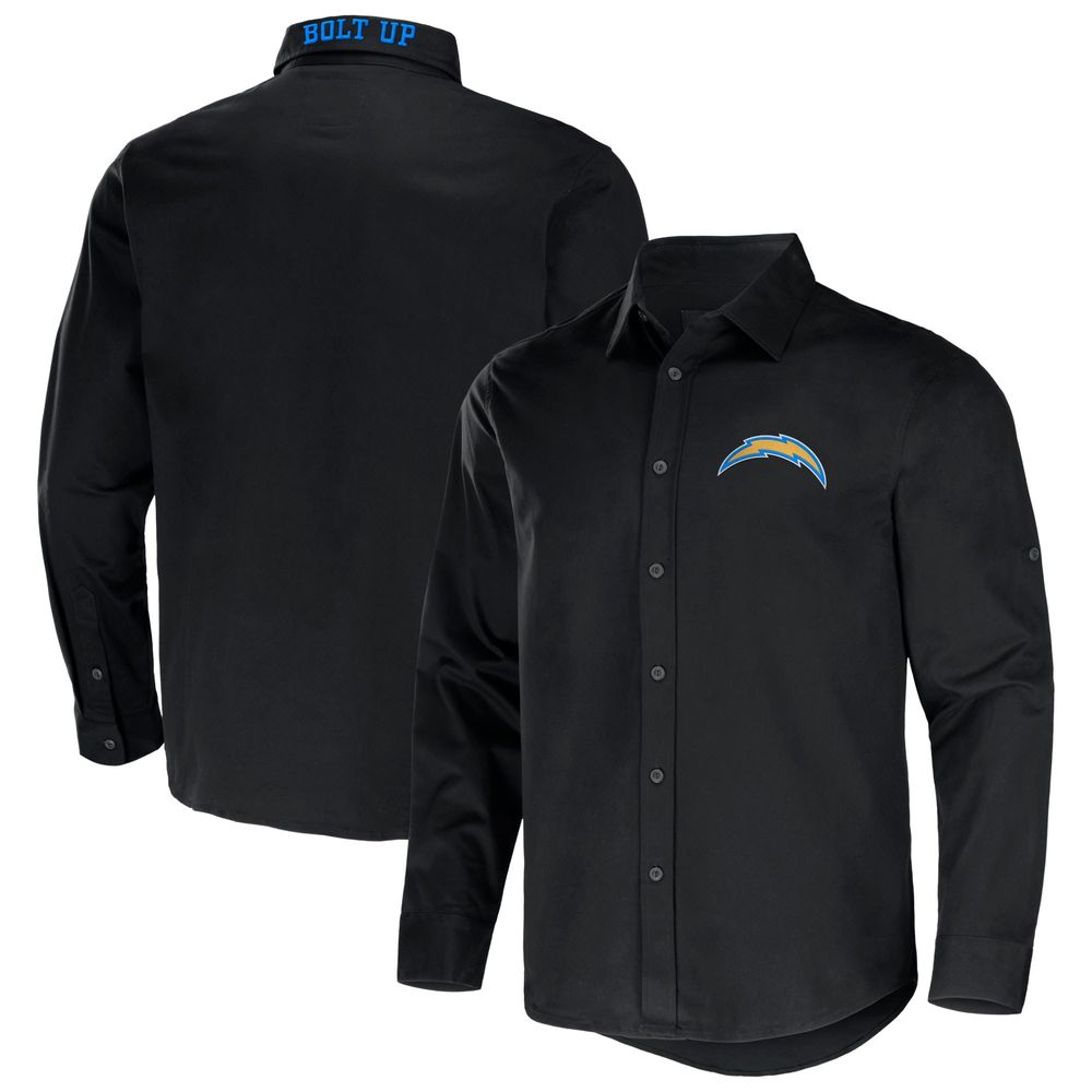 Men's NFL x Darius Rucker Collection by Fanatics Black Los Angeles Chargers Convertible Twill Long Sleeve Button-Up Shirt