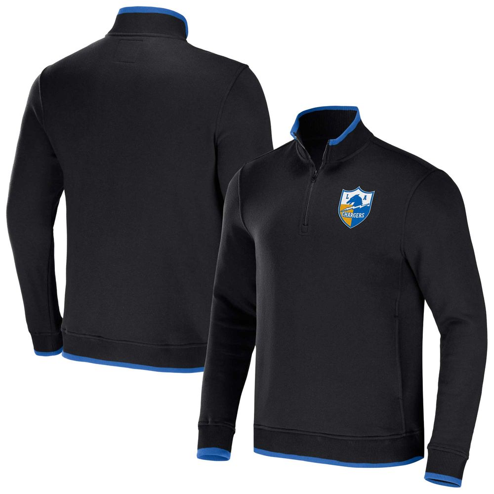 Men's NFL x Darius Rucker Collection by Fanatics Black Los Angeles Chargers Logo Quarter-Zip Top