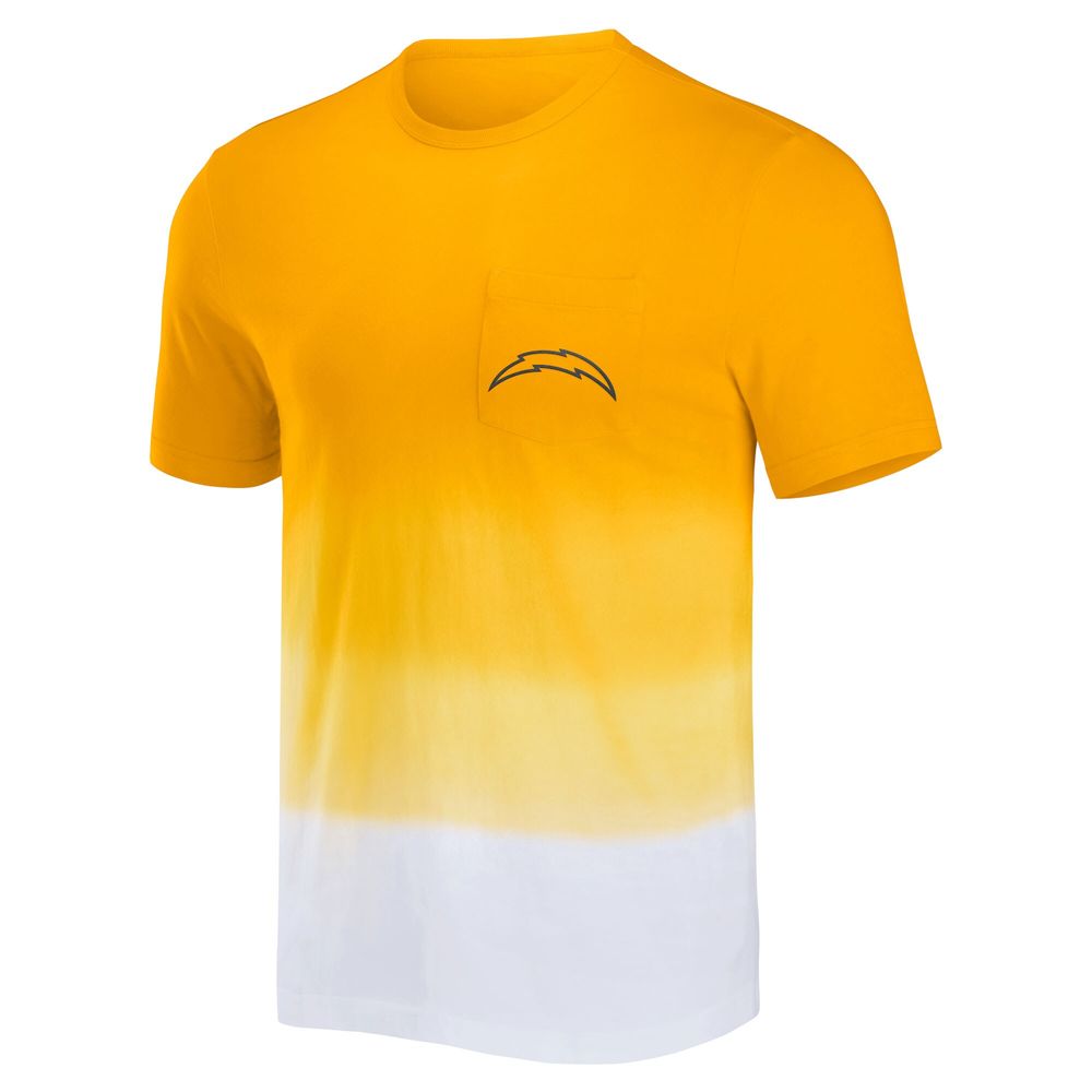 Men's NFL x Darius Rucker Collection by Fanatics Gold/White Los Angeles Chargers Dip Dye Pocket T-Shirt