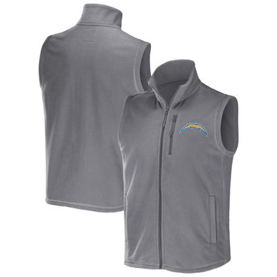 Men's NFL x Darius Rucker Collection by Fanatics Gray Los Angeles Chargers Polar Fleece Full-Zip Vest