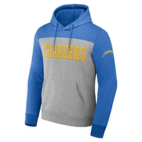 Sweat à capuche color block pour homme de la collection NFL x Darius Rucker Fanatics, gris chiné, Los Angeles Chargers