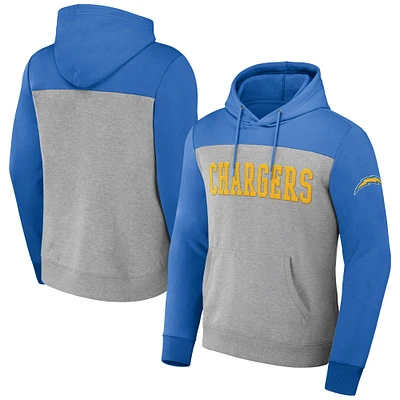 Sweat à capuche color block pour homme de la collection NFL x Darius Rucker Fanatics, gris chiné, Los Angeles Chargers