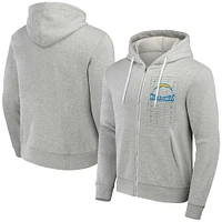 Collection NFL x Darius Rucker pour homme par Fanatics Heather Grey Los Angeles Chargers Domestic Full-Zip Hoodie