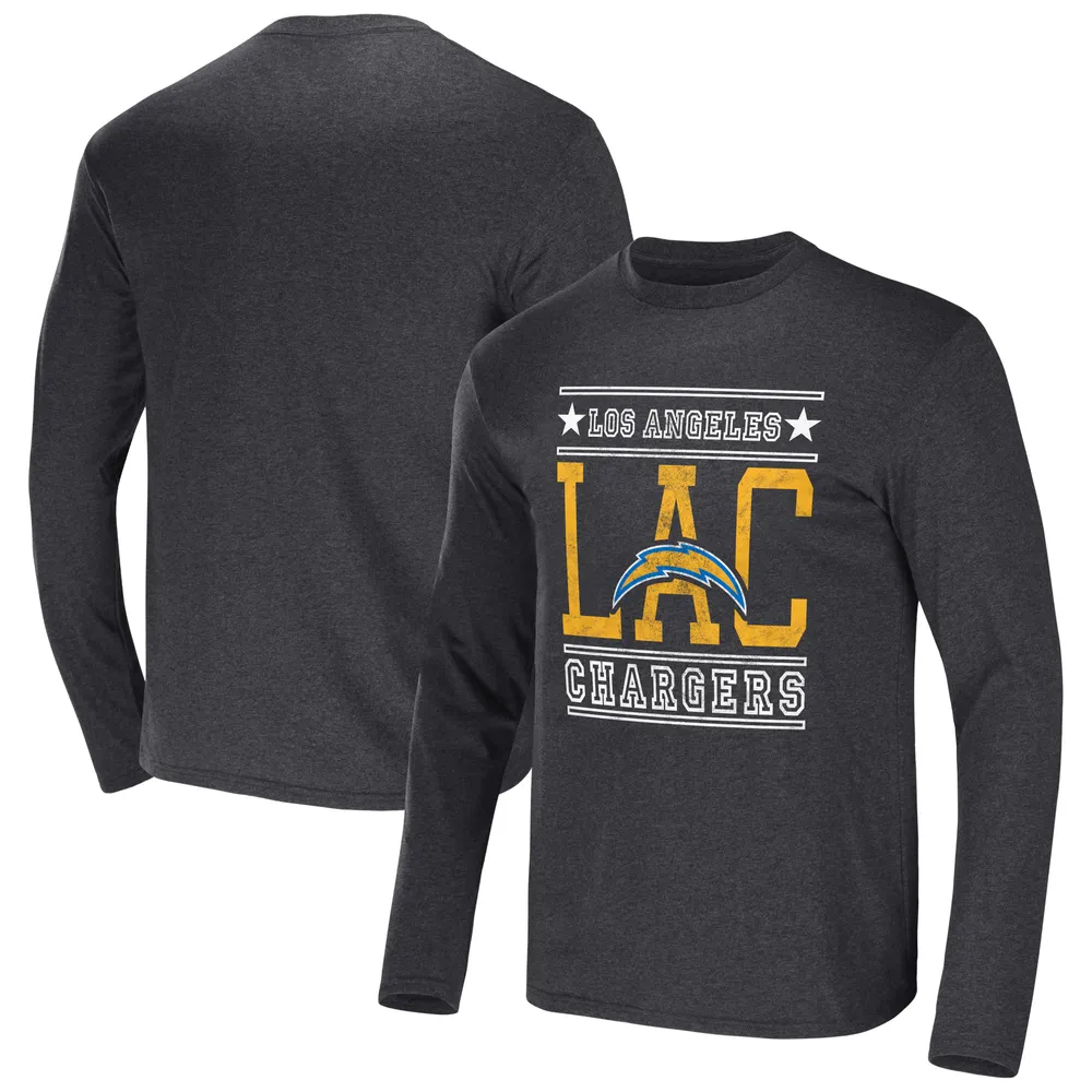 Men's NFL x Darius Rucker Collection by Fanatics Heathered Charcoal Los Angeles Chargers Long Sleeve T-Shirt