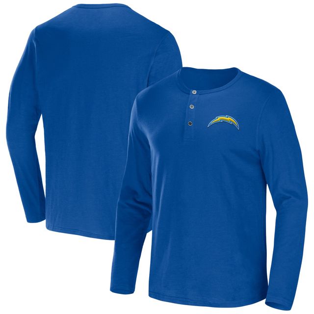 Collection NFL x Darius Rucker pour homme par Fanatics Royal Los Angeles Chargers T-shirt à manches longues Henley en jersey flammé