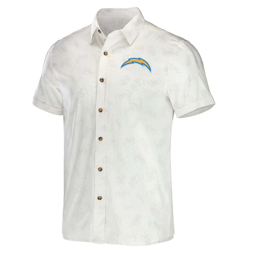 Collection NFL x Darius Rucker pour homme par Fanatics - T-shirt tissé boutonné Los Angeles Chargers blanc