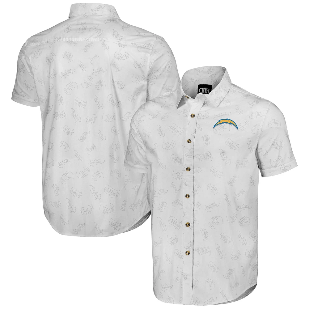 Chemise boutonnée à manches courtes tissée blanche Los Angeles Chargers pour homme de la collection NFL x Darius Rucker par Fanatics