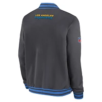 Veste aviateur Nike anthracite Los Angeles Chargers Coach entièrement zippée pour homme