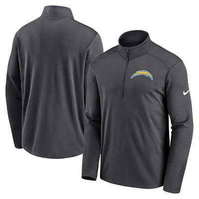 Men's Nike Anthracite Los Angeles Chargers Logo Pacer Performance Half-Zip Jacket