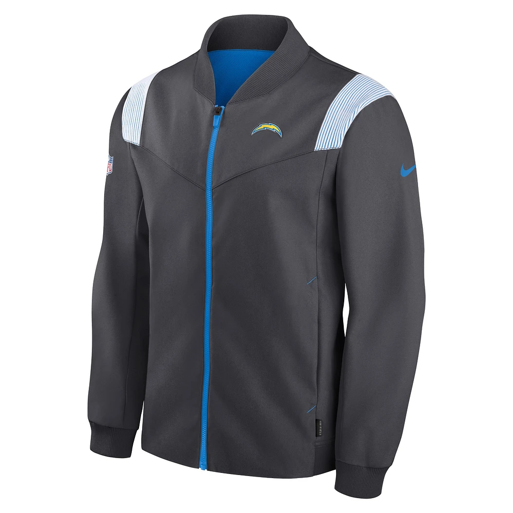 Men's Nike Anthracite Los Angeles Chargers Sideline Coaches Bomber Full-Zip Jacket