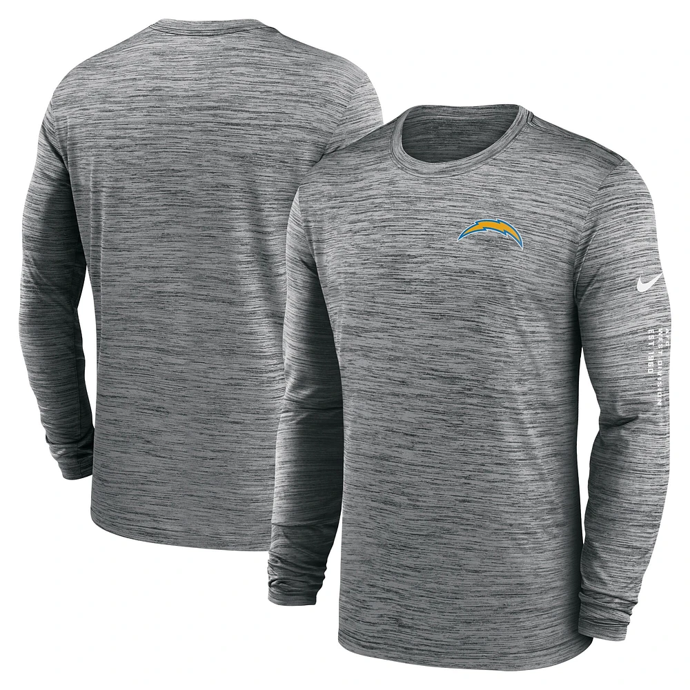 T-shirt à manches longues Nike Los Angeles Chargers Velocity anthracite pour homme