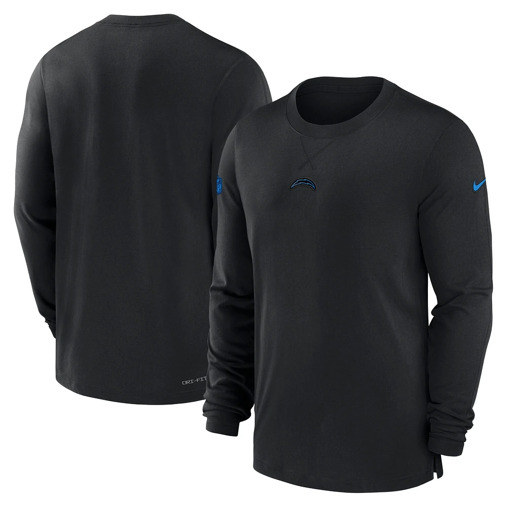 T-shirt à manches longues Nike Los Angeles Chargers 2023 Sideline Performance pour homme, noir