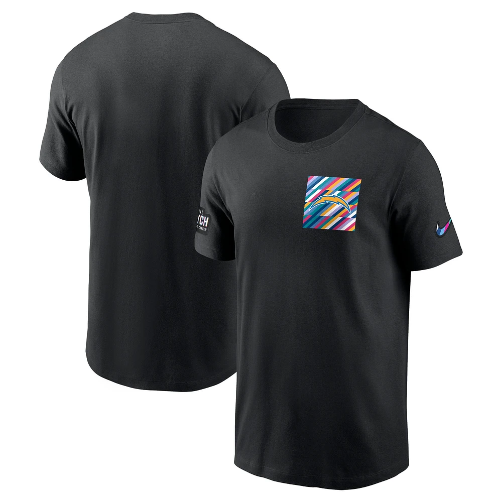 T-shirt Nike noir Los Angeles Chargers Crucial Catch Sideline Tri-Blend pour homme