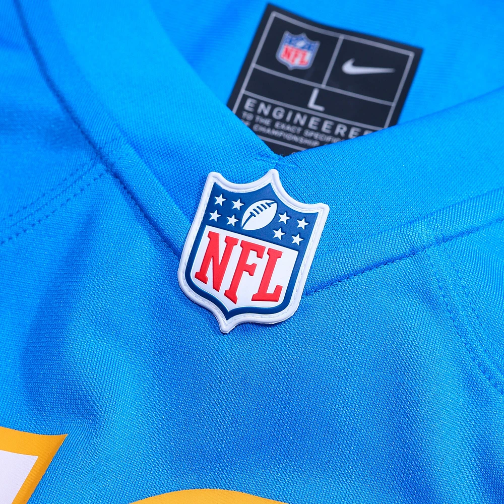 Maillot de match Nike Bradley Bozeman pour hommes, bleu poudre, Los Angeles Chargers