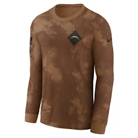 Men's Nike  Brown Los Angeles Chargers Salute To Service Long Sleeve T-Shirt