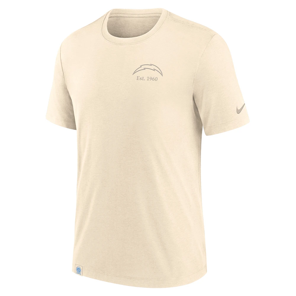 T-shirt Nike crème Los Angeles Chargers Glory Tri-Blend pour homme