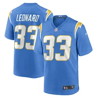 Maillot de joueur match des Chargers Los Angeles Nike Deane Leonard pour homme, bleu poudre