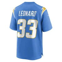 Maillot de joueur match des Chargers Los Angeles Nike Deane Leonard pour homme, bleu poudre