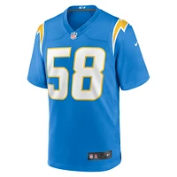 Maillot de match Nike Denzel Perryman pour hommes, bleu poudre, Los Angeles Chargers