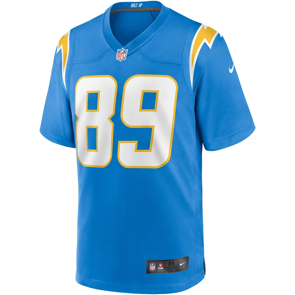 Maillot de match Nike Donald Parham Jr. pour hommes, bleu poudre, Los Angeles Chargers