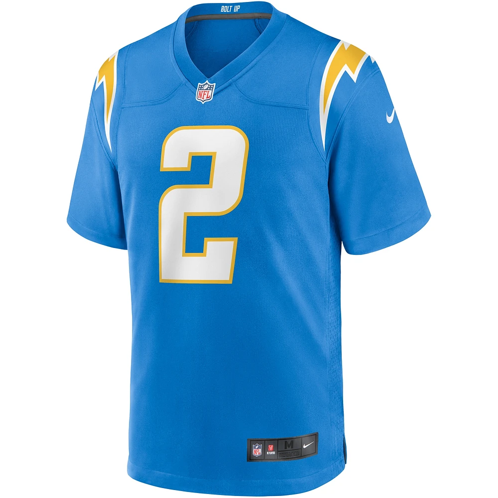 Maillot de match Nike Easton Stick pour hommes, bleu poudre, Los Angeles Chargers