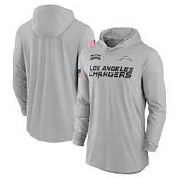 Sweat à capuche léger manches longues et Nike gris Los Angeles Chargers 2024 Salute to Service pour homme