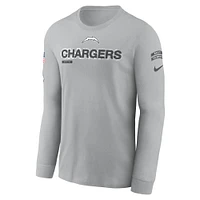 Men's Nike Gray Los Angeles Chargers 2024 Salute To Service Long Sleeve T-Shirt